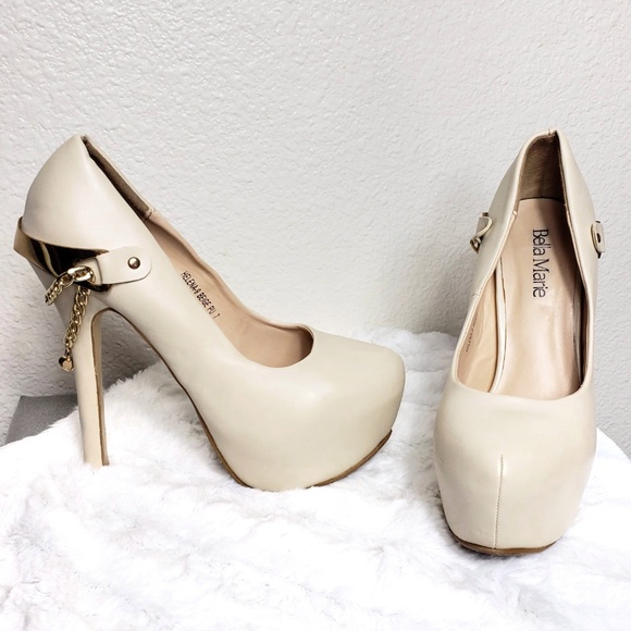 Bella Marie Shoes - Bella Marie Gold Chain Pump Platform Heels Sz 7